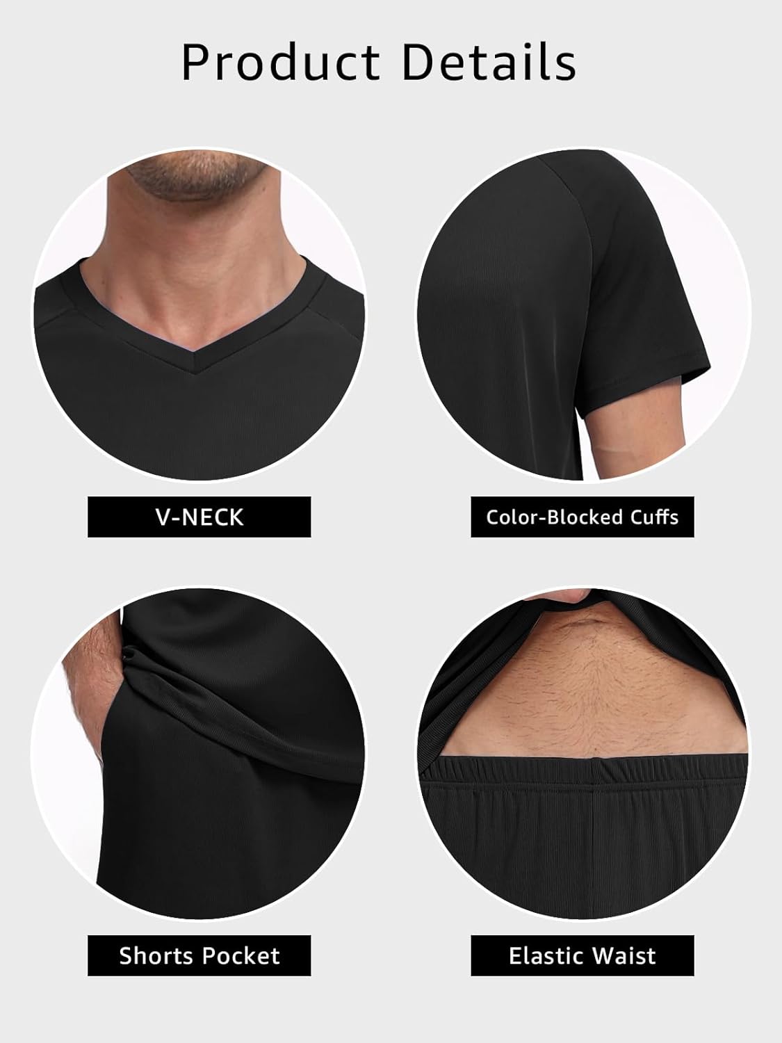 Feiersi Mens Pajama Set Summer Soft Short Sleeve Pjs Sets Lightweight Quick Dry Comfy Loungewear Sets With Pockets - Image 6