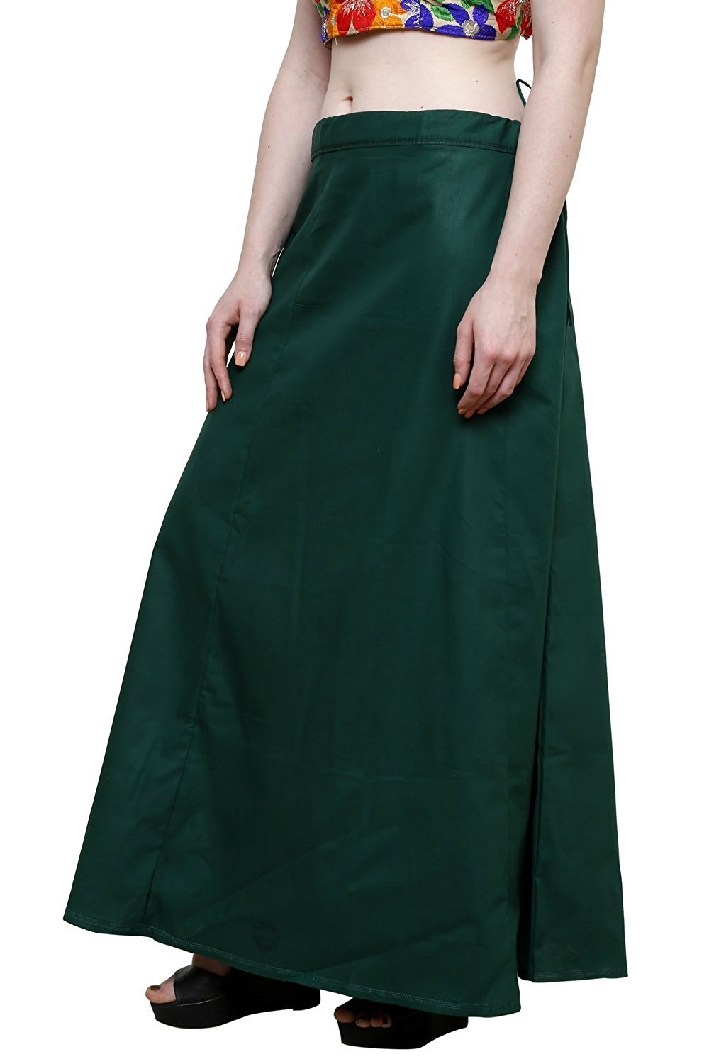 CRAFTSTRIBE Women Solid Inskirt Underskirt Skirt Saree Petticoat Indian Sari Innerwear Dark Green