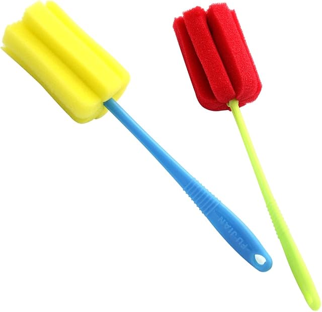 Cadillaps Multifunction Sponge Cup Brush 2 PCS Long-Handled Glass Cleaning Tool