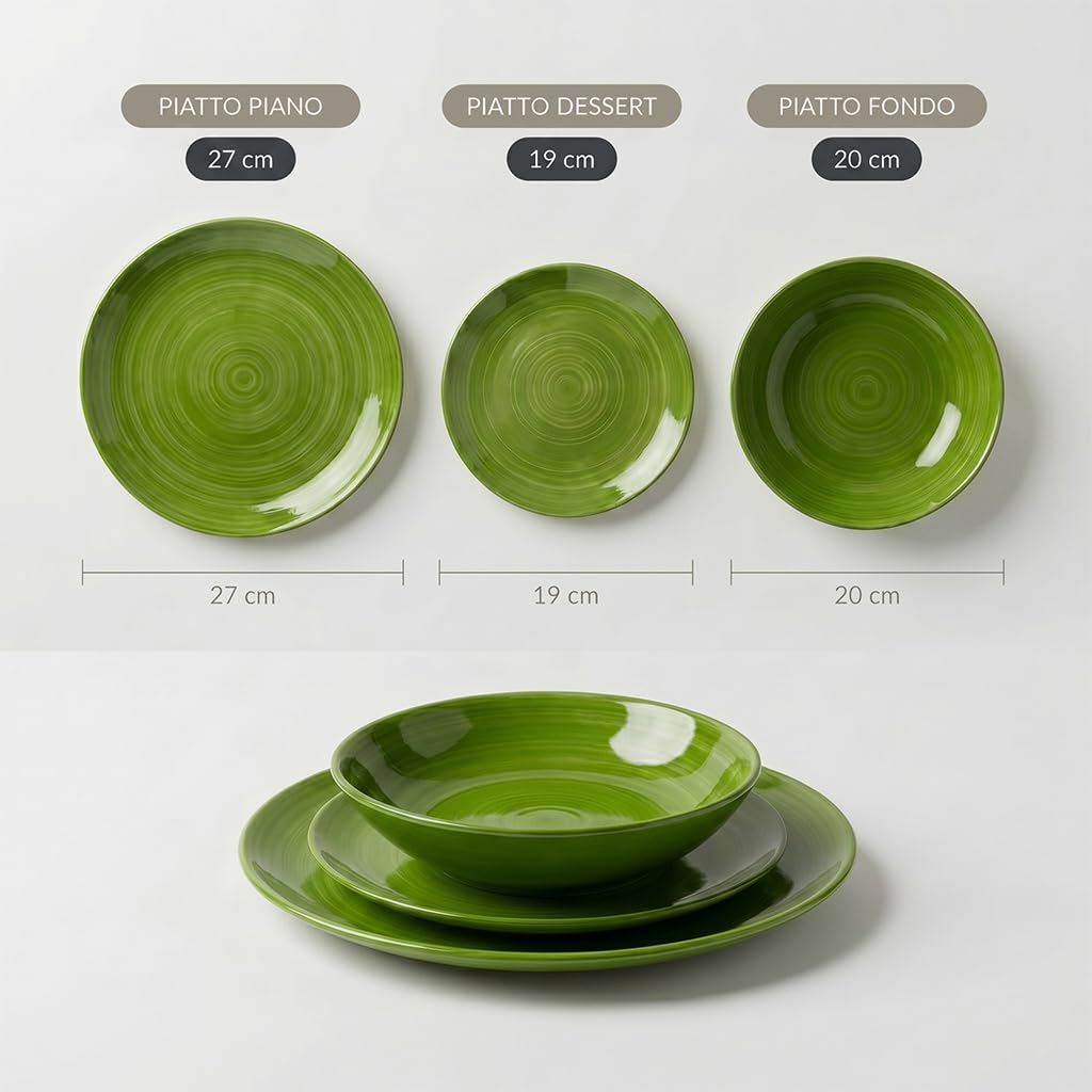 INTRECCI Servizio Piatti – Set Completo per 6 Persone in Porcellana – Design Moderno – Piatti Tavola Eleganti – Compatibili Lavastoviglie e Microonde - Set 18 piatti, modello: Linea Natura