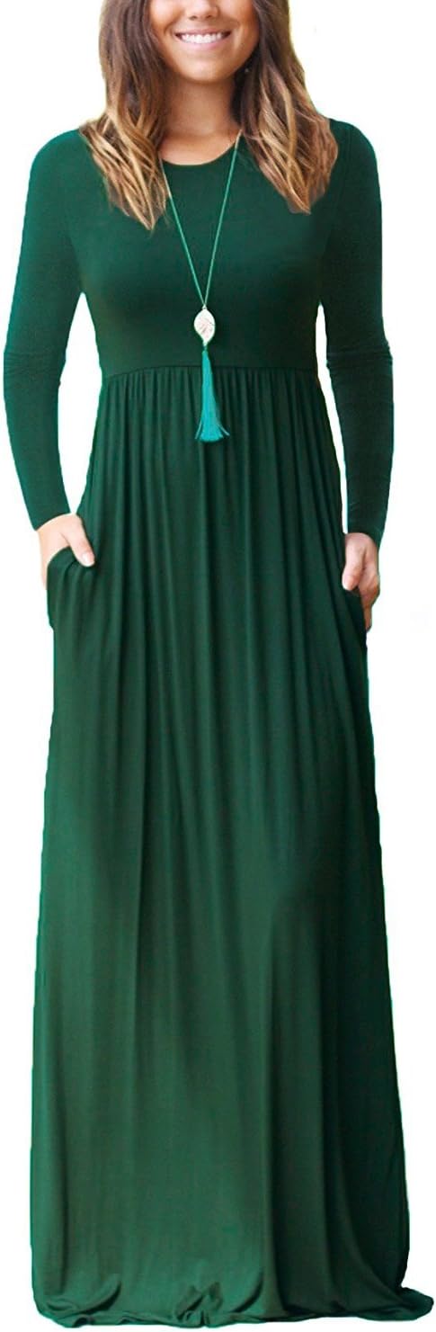 Women's Casual Sleeveless/Long Sleeve Maxi Dress Loose Long Dresses with Pockets