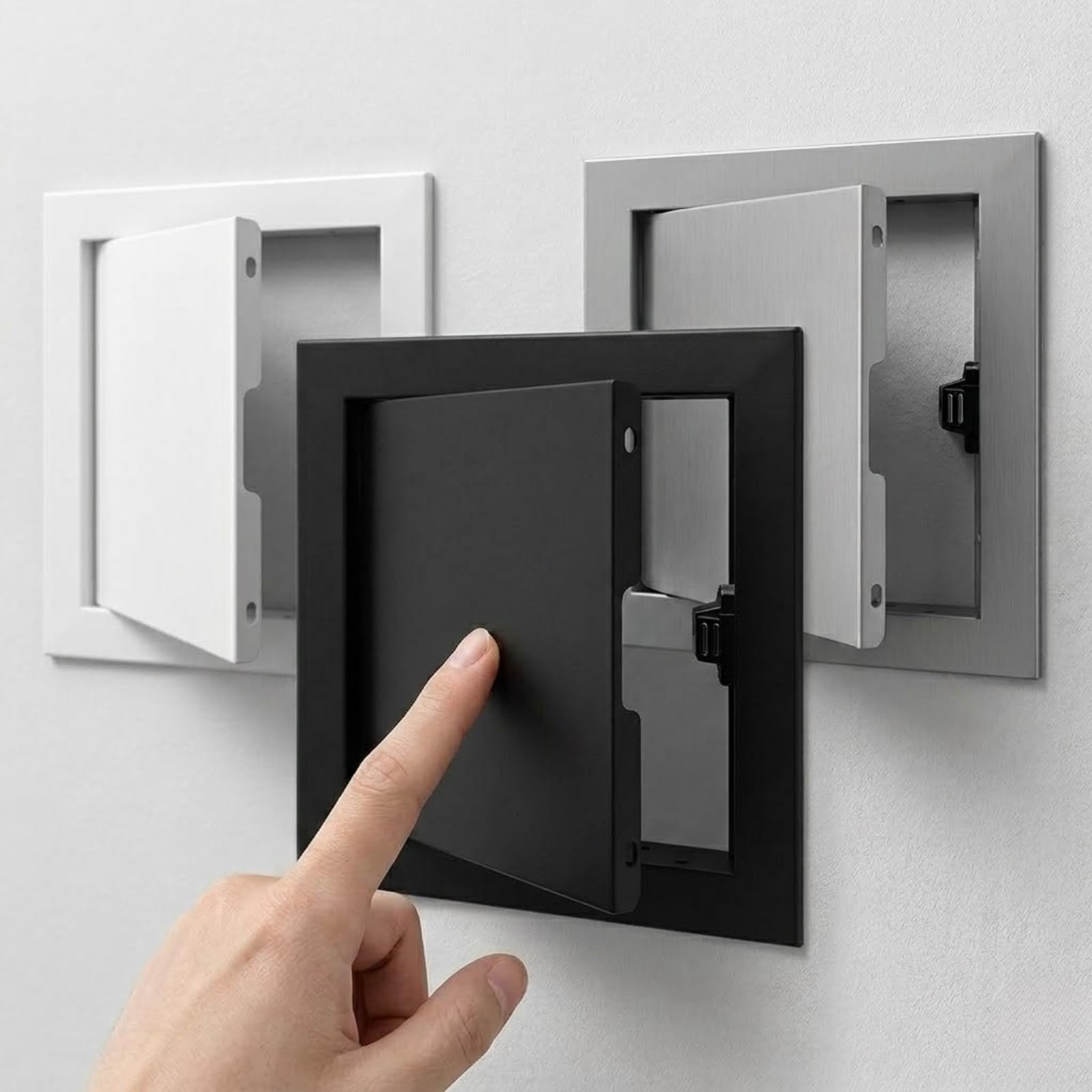 Yqyhnb Black Aluminium Access Panel For Wall & Ceiling, Flush Fit Inspection Hatch, Aluminium Access Panel With Push-To-Open Mechanism, Paintable Inspection Door For Plumbing(,75X80cm)