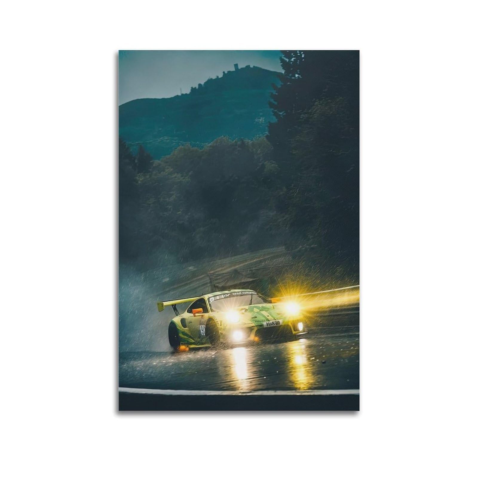 OKAHYS 911 GT3 R Racing Sports Car on Track Artwork Poster Decorative Painting Canvas Wall Artworks Picture 20x30inch(50x75cm)