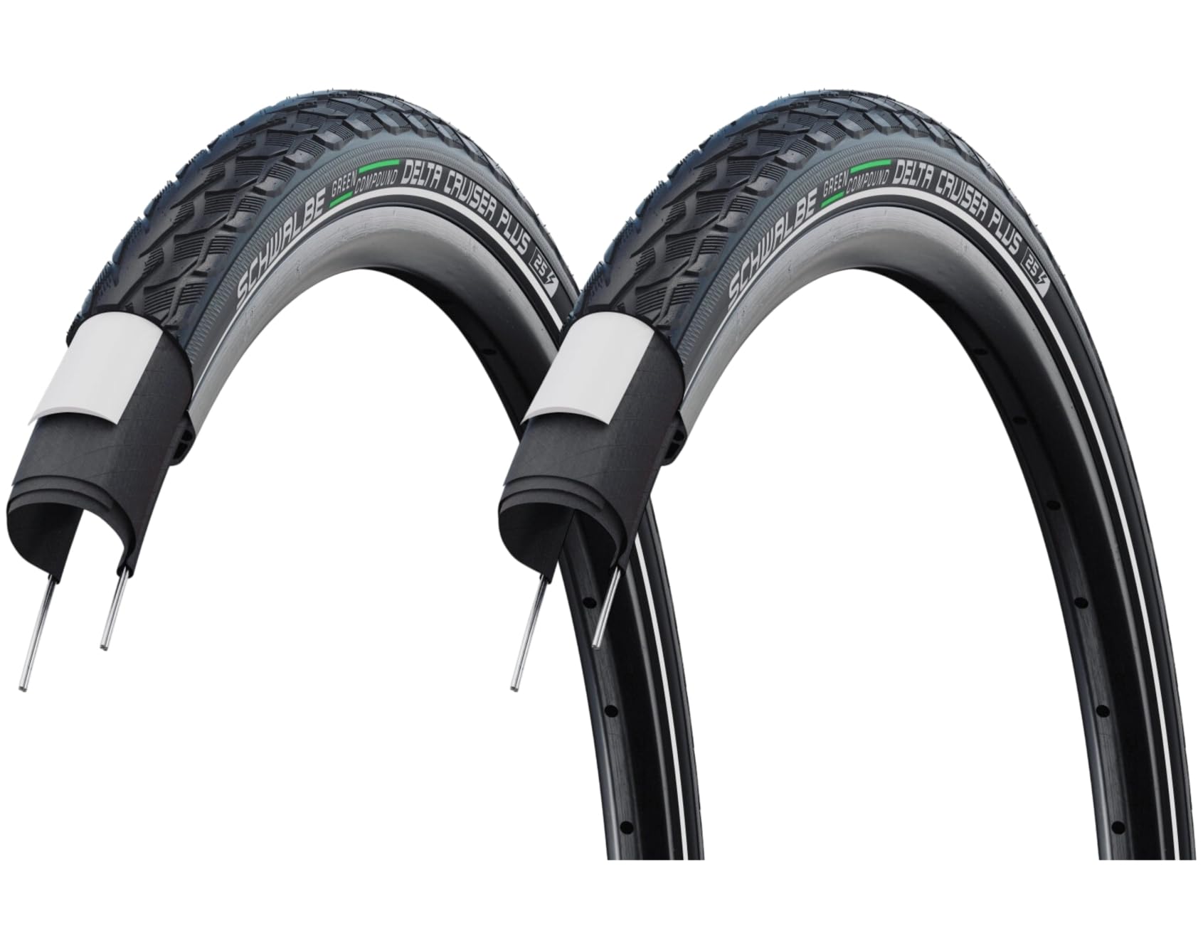 Schwalbe Delta Cruiser Plus Drahtreifen Active PunctureGuard Green Compound E-25 Schwarz+Reflex 28-622 (28 x 1.10)