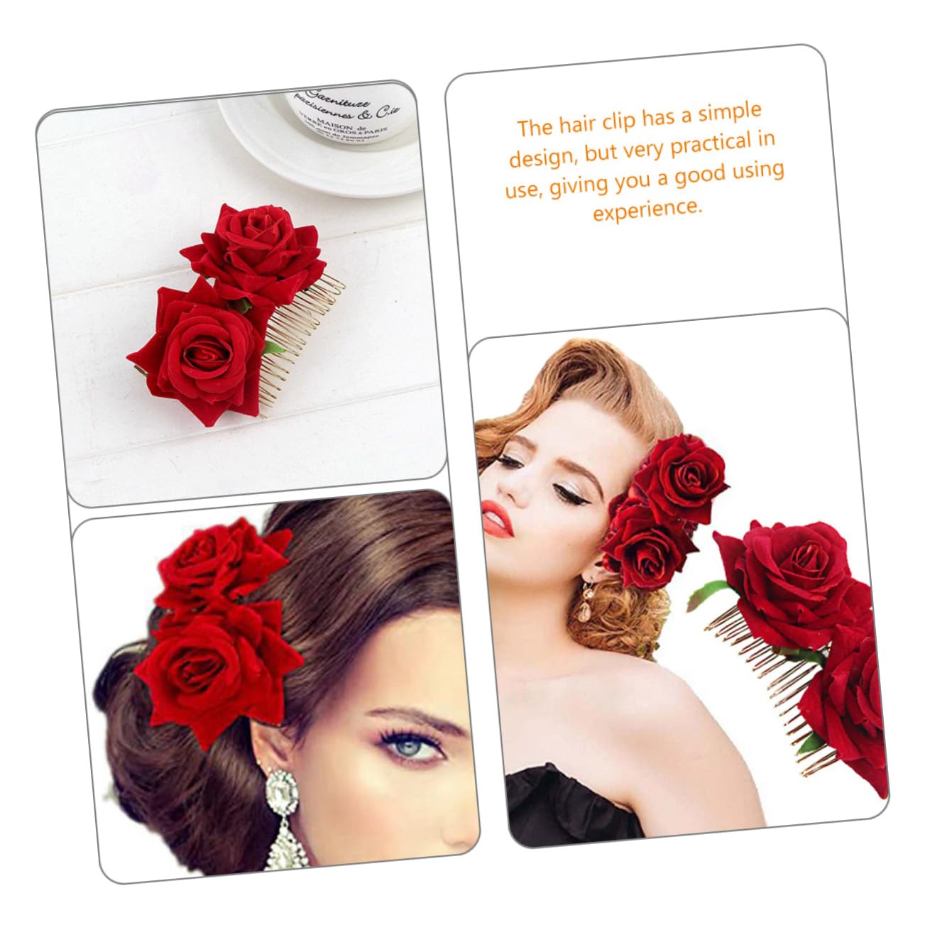 ABOOFAN 10stücke Braut Haarschmuck Mit Rosenblüten Dekorative Haarspangen Für Hochzeiten Partys Und Besondere Anlässe Rotes Design Für Brautfrisuren