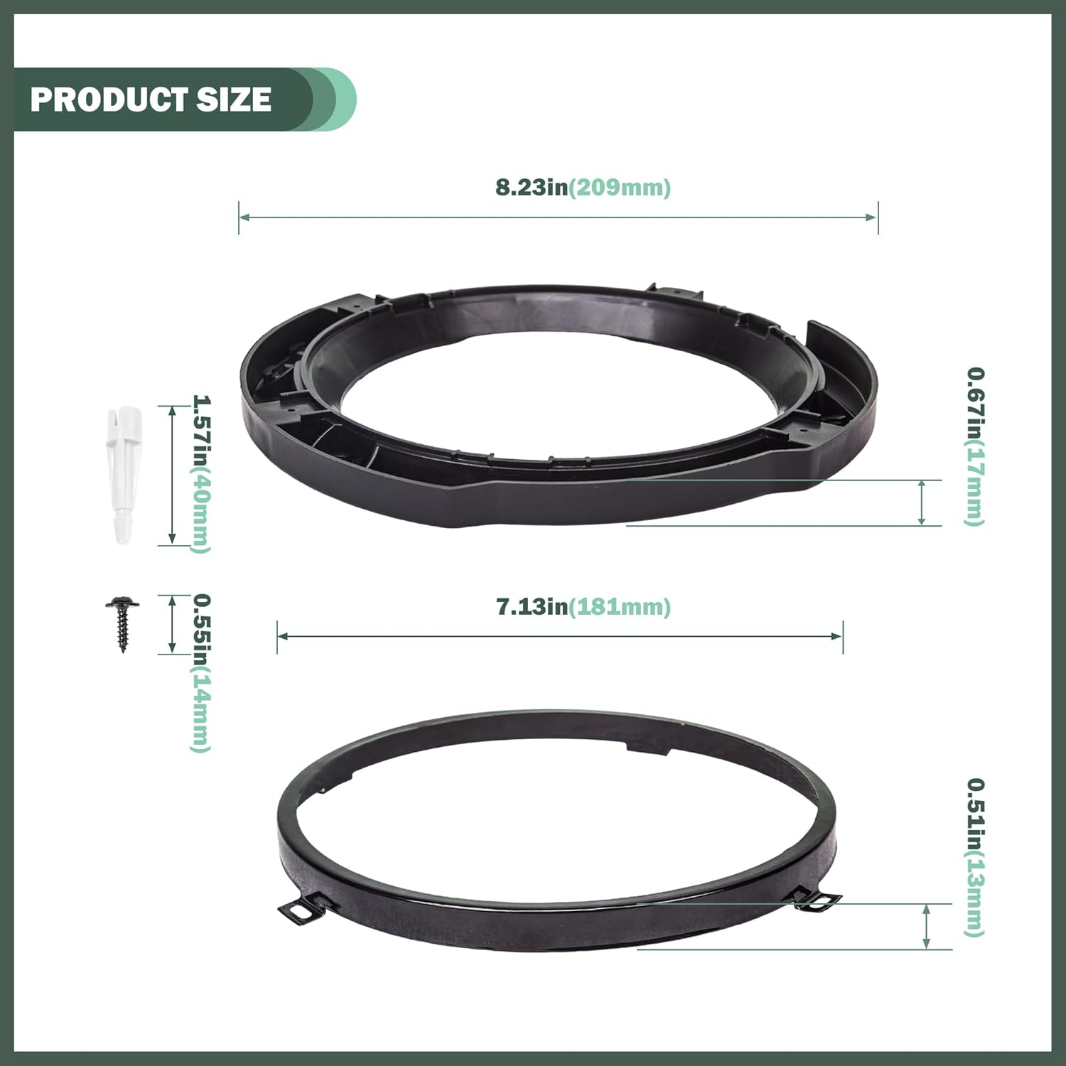7 Inch Round Headlight Mounting Retaining Bracket Ring with Headlight Metal Ring Fit for 2007-2018 Jeep Wrangler JK JKU Sport Rubicon Sahara Unlimited, 1 Pair, Left & Right, Black
