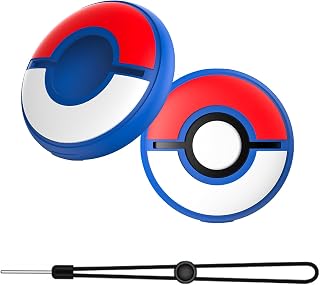 DLseego PKBD Silicone Protective Case for Pokémon GO Plus + 2023, Durable Soft Cover Case for Poke Balls Go Plus Plus with Wrist Strap Red and White (Blue)