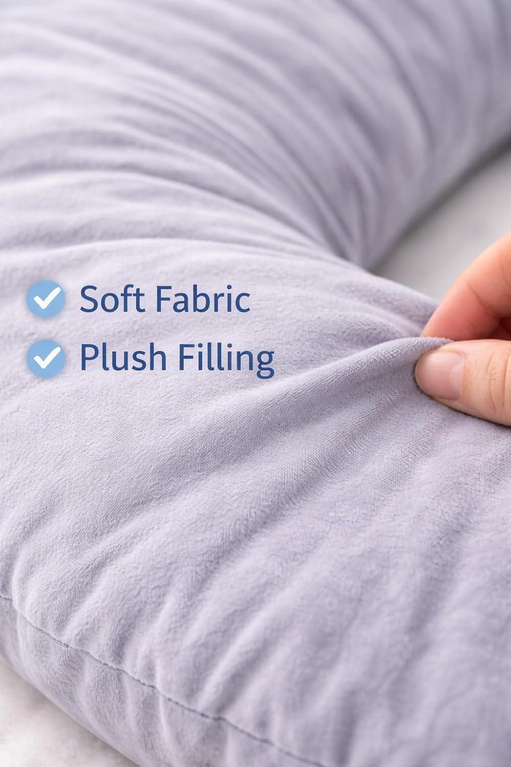 Luxury U Shaped Body Pillow for Pregnancy - Soft Velvet Maternity Pillow for Sleeping & Nursing - 140x80cm Large Support Cushion with Detachable Zipper Cover
