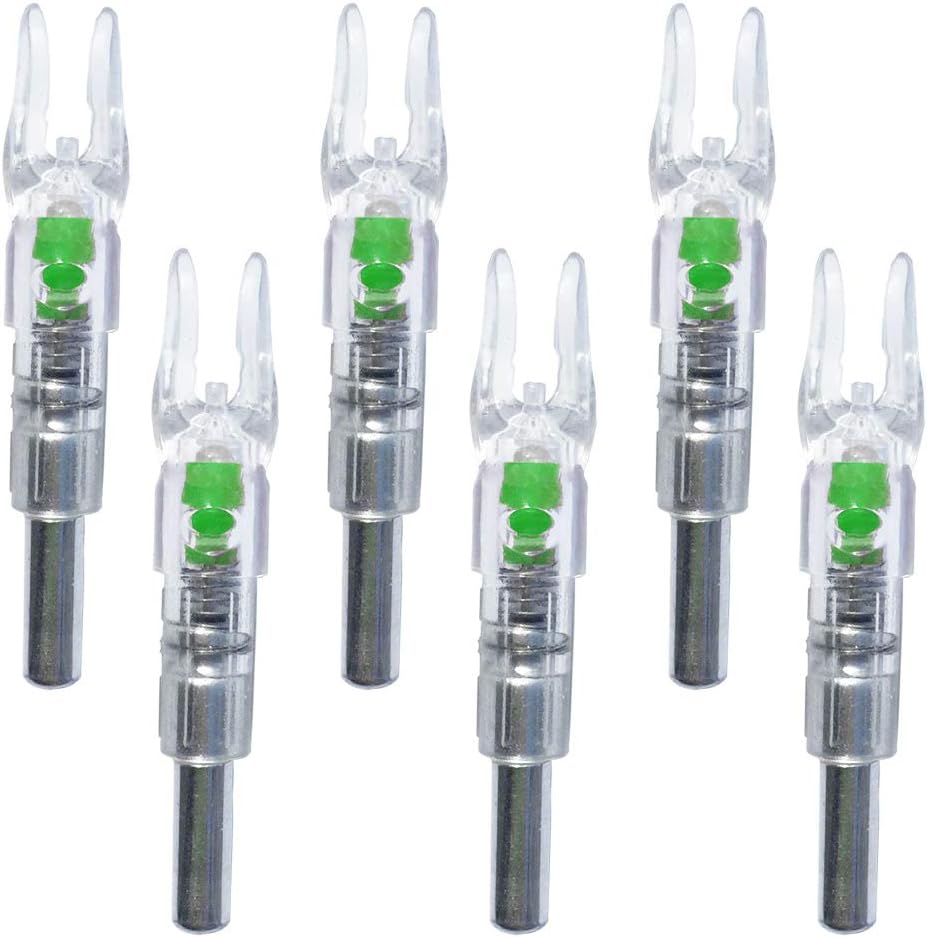 G-Archery 6PCS-S Lighted Nocks for Arrows with .244/6.2mm Inside Diameter Compound Bow Arrow Nock for Hunting Shooting