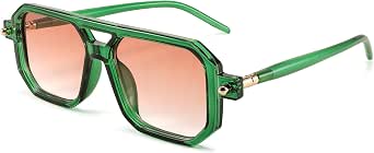 FEISEDY Vintage Square 70s Flat Aviator Sunglasses Women Men B2622