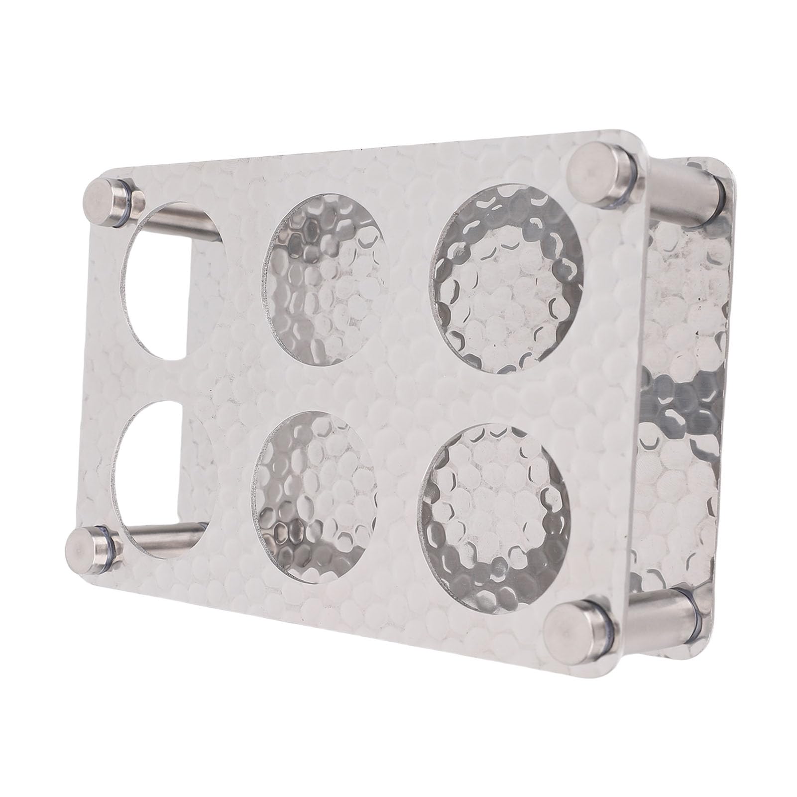 Bandeja de Soporte de Vidrio de Acero Inoxidable de 6 Orificios, Bandeja Duradera para Servir Tazas para Bar, Cocina, Fiesta y Club (Plata 2x3=6 Agujeros (Apertura de 3,8 cm/1,5)