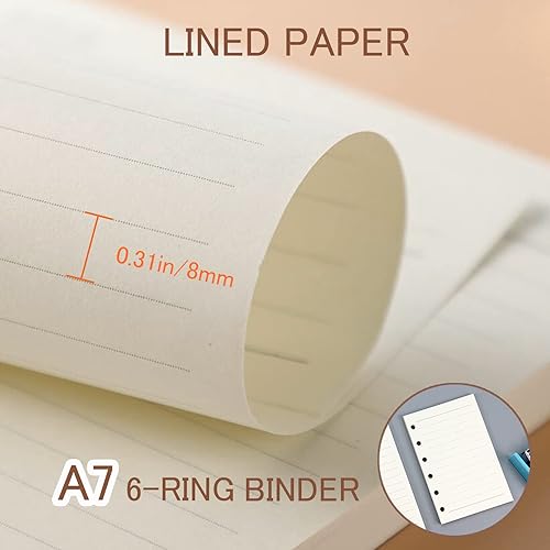 Miniatura 3 de DY.2ten Juego de cuadernos A7 rellenables, paquete de 3 hojas de repuesto con forro A7, bolsillos transparentes con cremallera, divisores A7,