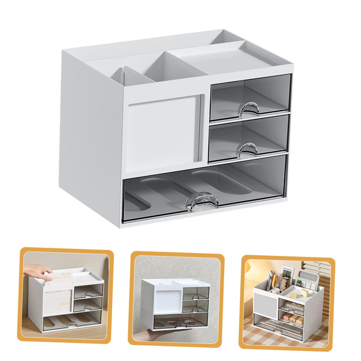 Didiseaon Organizador de Escritorio Caja de Almacenamiento Transparente Estuche de Papelería para Despacho y Estudio