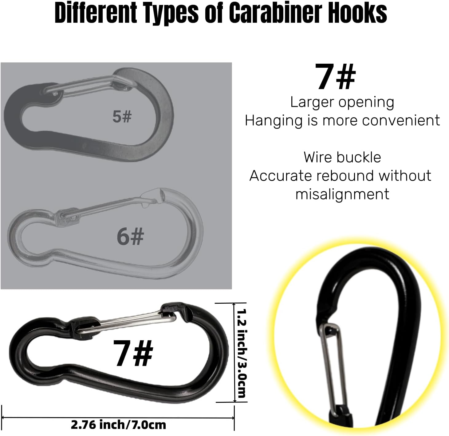 Carabiner Bungee Cords 2 ft Bungie Strap with Clips for Camping,Kayak, Cargo, Bike, Black 24 inch 8 Pcs - Image 2