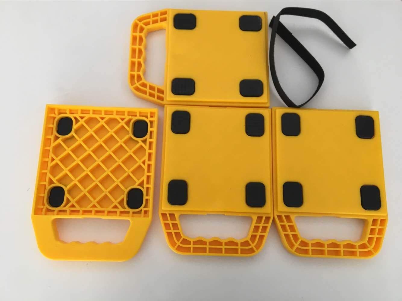 KATSU Set di 4 Caravan Jack Pads Stabilizzatore con Manico e Gomma Antiscivolo, Cuscinetti Stabilizzatori Universali per Camper, Supporti di Fissaggio per Roulotte 220x162x22mm