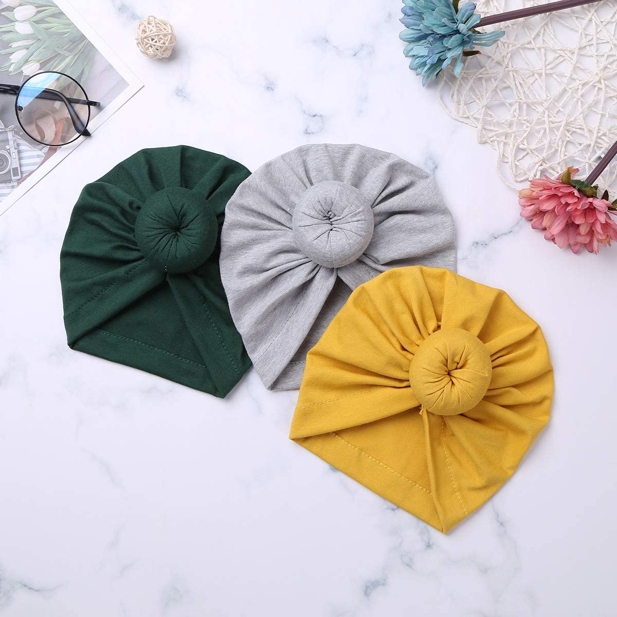 Säuglingsbaby Beanie Knoten Donut Hut Neugeborene Jungen Mädchen Baumwolle Weiche Turban Bogen Kaninchenohren Mütze Krankenhaus Kopf Wrap (Color : E Doughnut, Size : One Size)