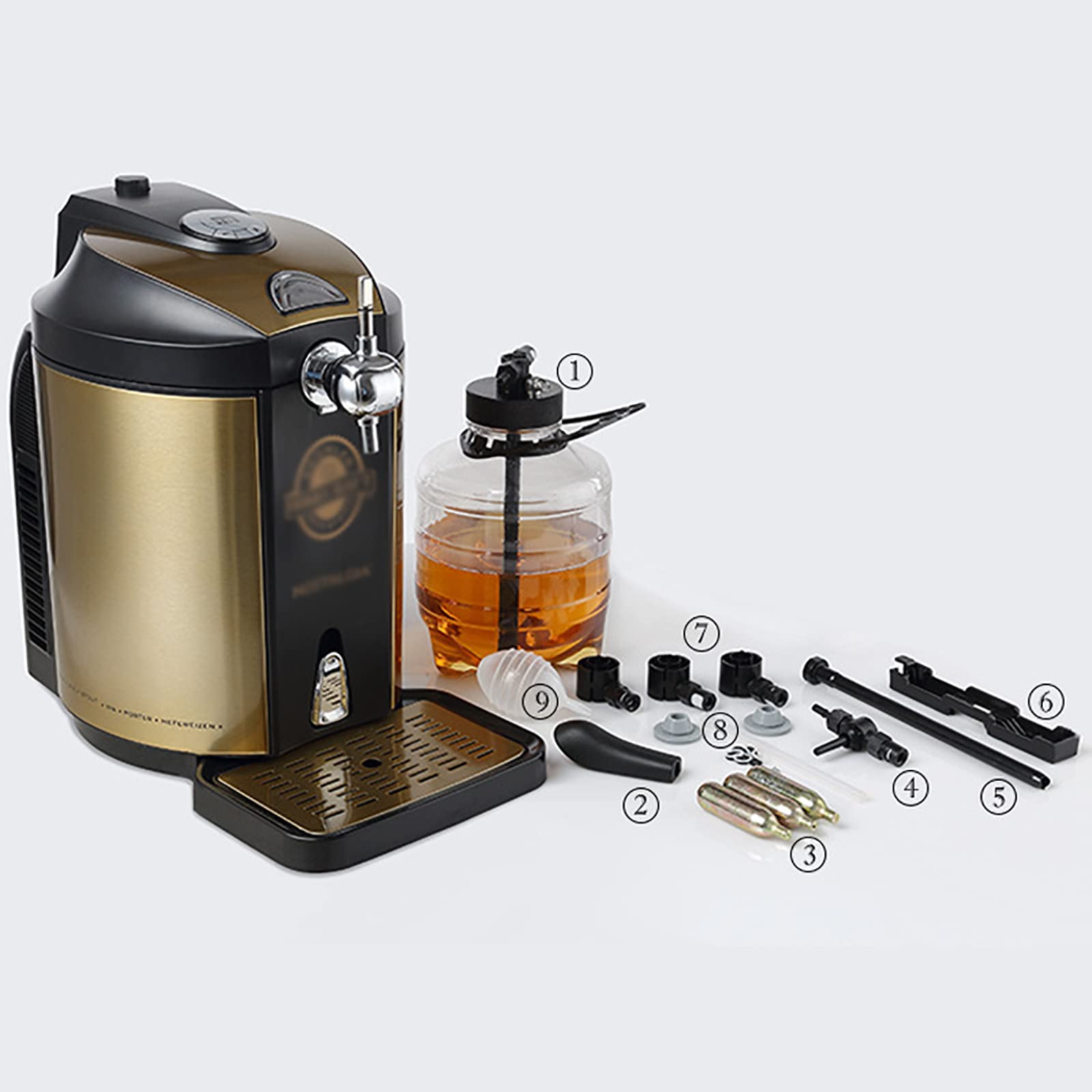 Dispensador De Cerveza Refrigerado, Dispensador De Grifo De Cerveza De Bomba De Cerveza 5L, Enfriador De Cerveza Integrado con Pantalla LED para Disfrutar De Cerveza Cruda Casa