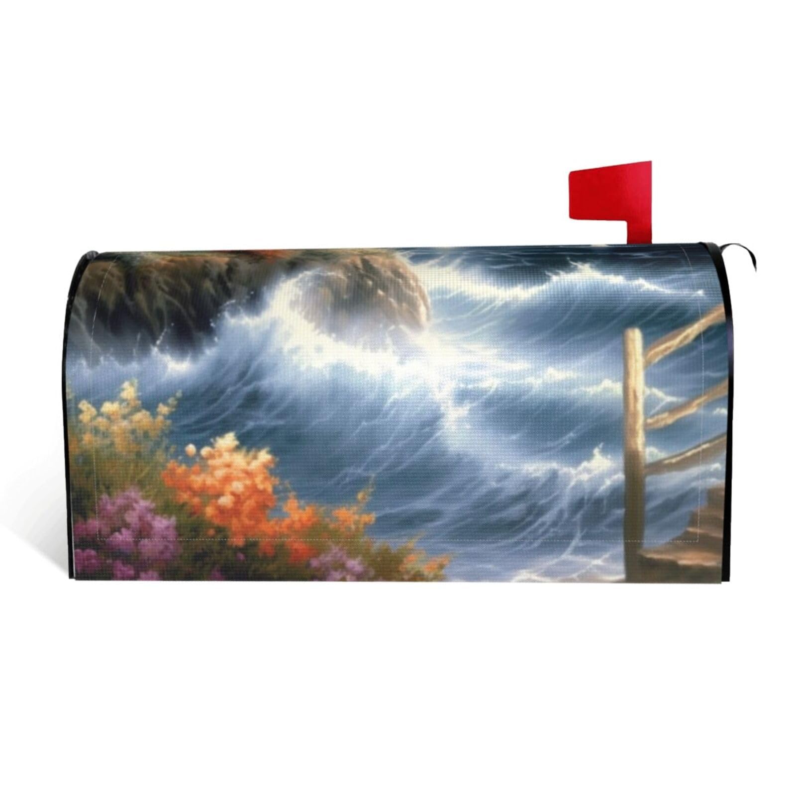 Lighthouse Diamond Painting Mailbox Covers Magnetic Standard Size 25.5x21 in, Decorative Post Letter Box Cover Waterproof Mailbox Wraps Outdoor Post Wraps for Garden Yard Home Decor