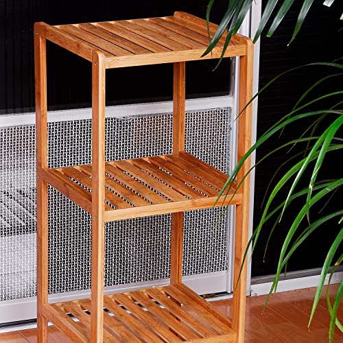Bathroom Storage Shelf, Rack Organizer, 4-Tier Bamboo Free-Standing Shelving Unit, Wooden Storage Shelves For Living Room Bedroom Kitchen #TOP5