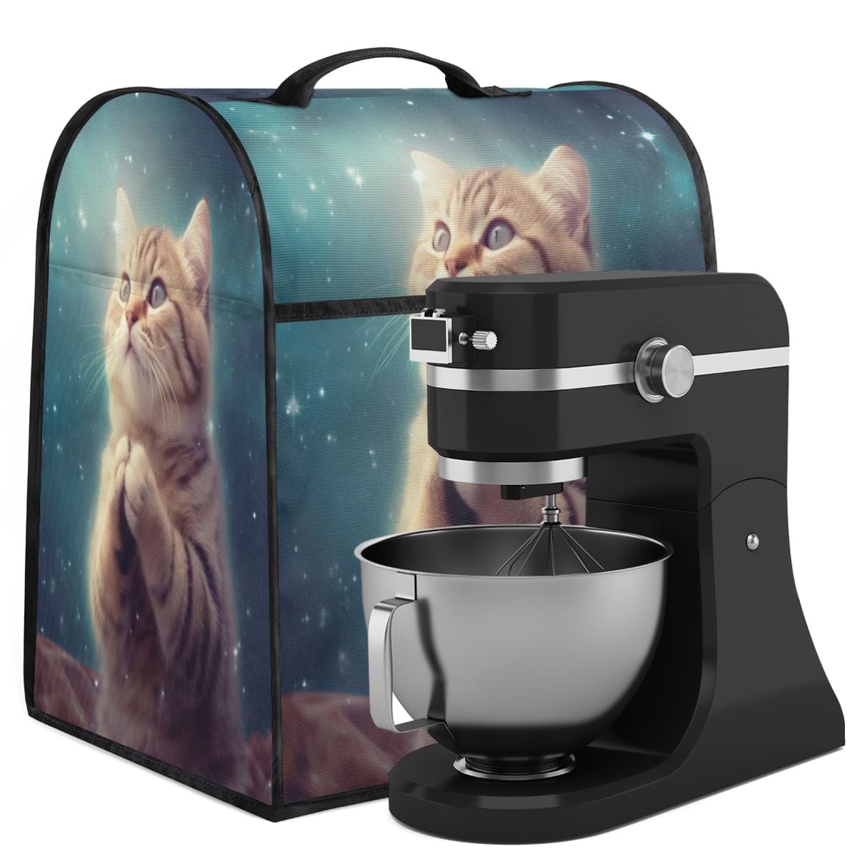 Coffee Maker Cover Cute Cat Galaxy Kitchen Appliance Covers Small Appliance Covers Blender Cover Juicer Cover Dust Covers for Kitchen Appliances with Top Handle and Pockets,Washable,C421