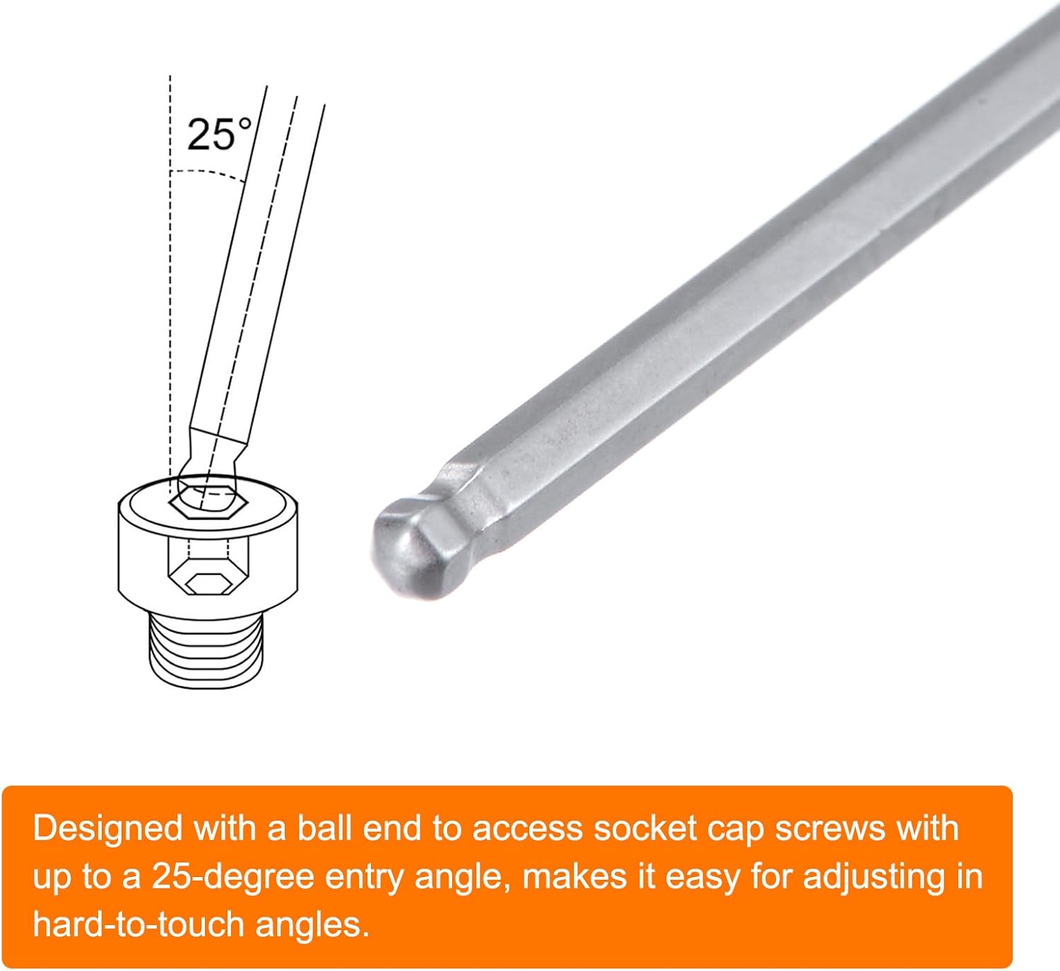 HARFINGTON Ball Head Hex Screwdriver 2.5mm x 110mm Magnetic Ball End Hexagonal Precision Screw Driver Hex Design Wrench