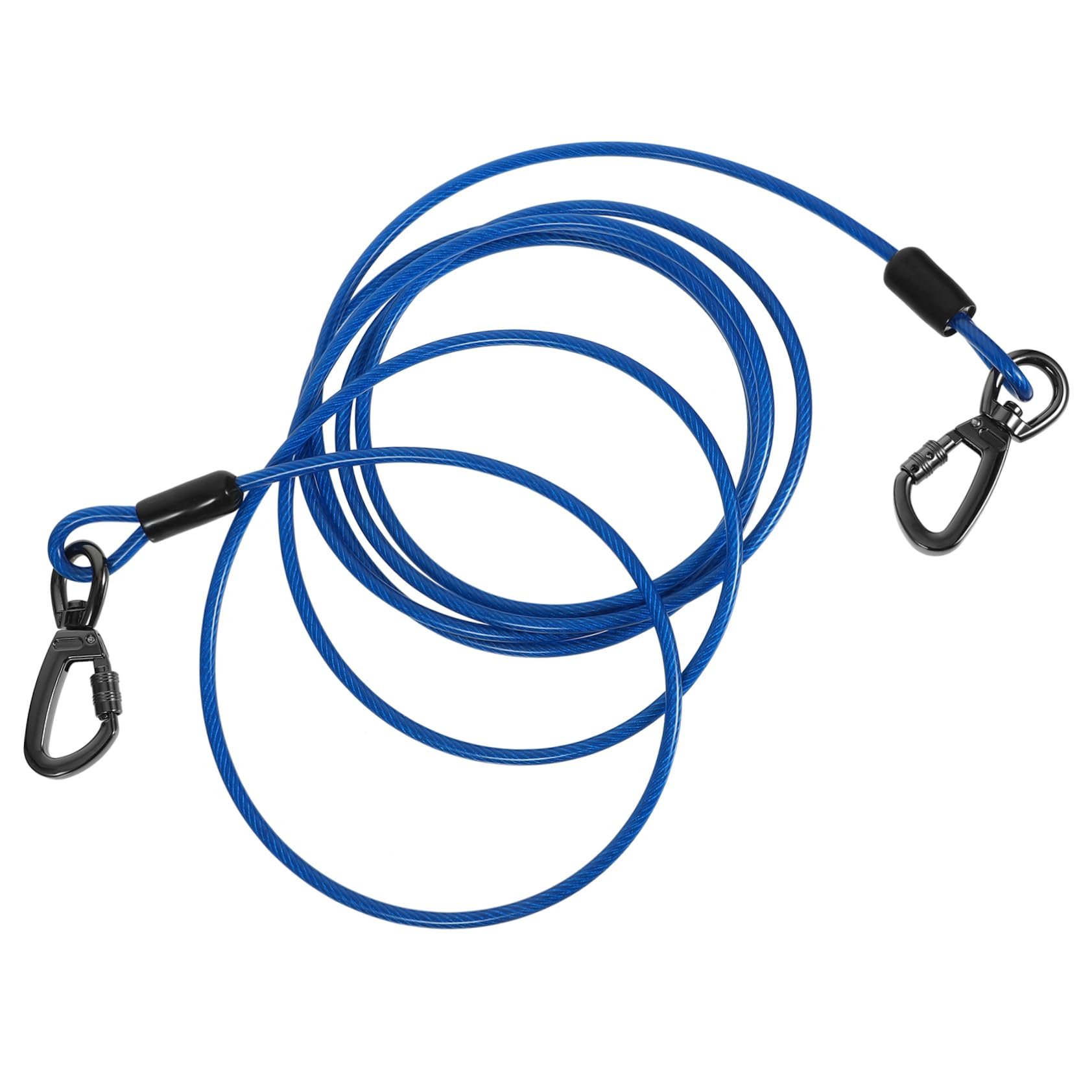 Guinzaglio Addestramento Cane Corda in Filo D'acciaio Blu | Doppio Aggancio in Lega di Zinco, Rivestimento Pvc, Leggero e Delicato sulla Pelle
