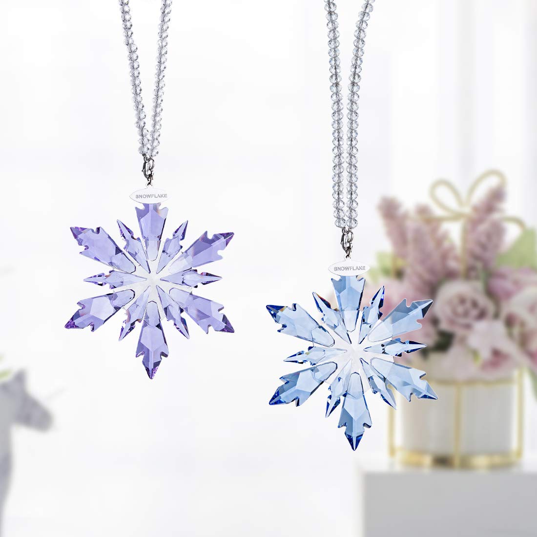 Amazon.co.jp: クリスタルガラス 雪の結晶 オーナメント 窓 吊り下げ