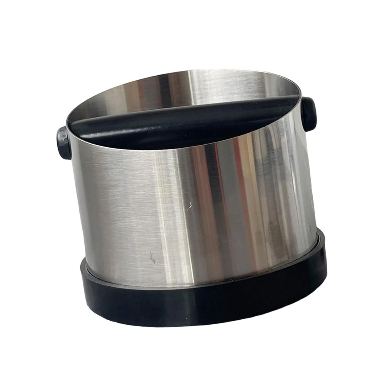 Hsioluted Nonslip Coffee Grounds Knocks Box with Stainless Steel Construction and Back Wall Coffee Ground Bin Rubber Rings Knocks Box