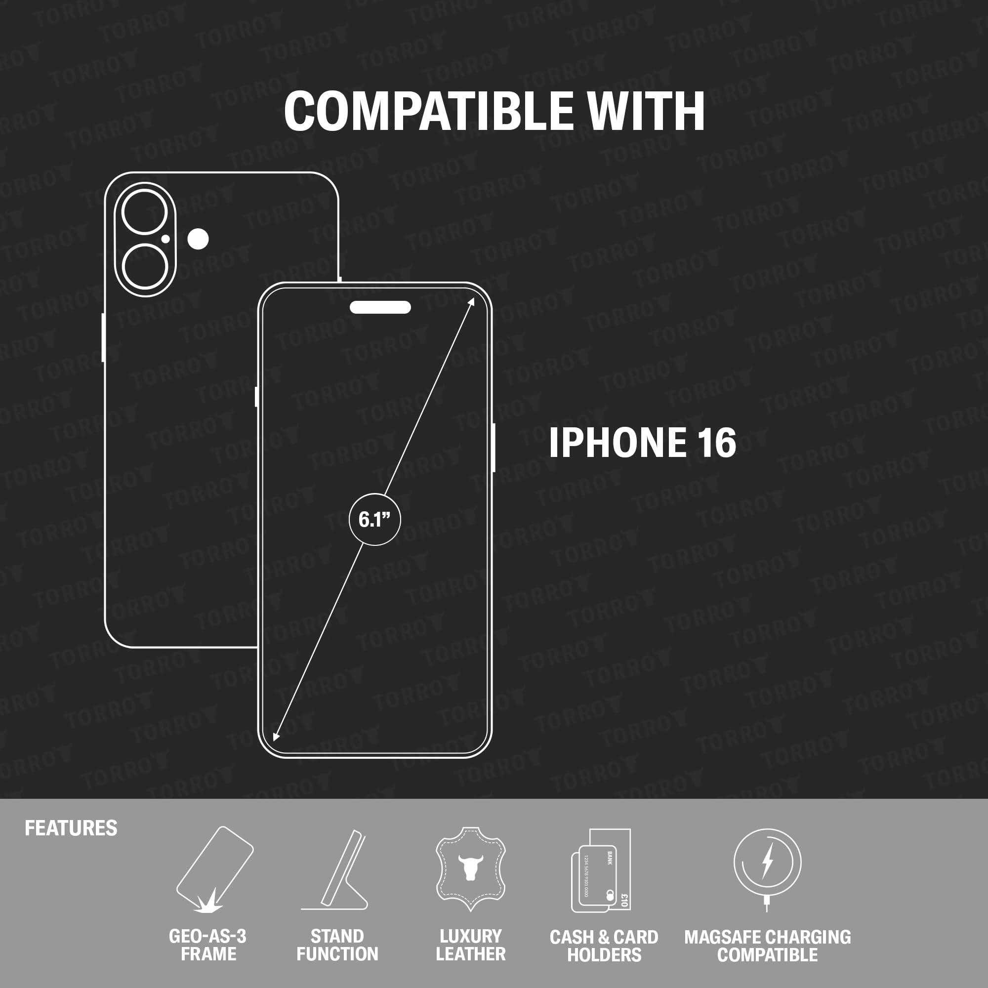 Amazon.com: TORRO Premium Leather Case Compatible with iPhone 16