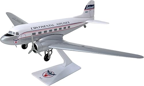 Flight Miniatures Continental DC-3 Escala 1100 - Avión de plástico a presión modelo - réplica coleccionable de aviones Continental Airlines - Parte