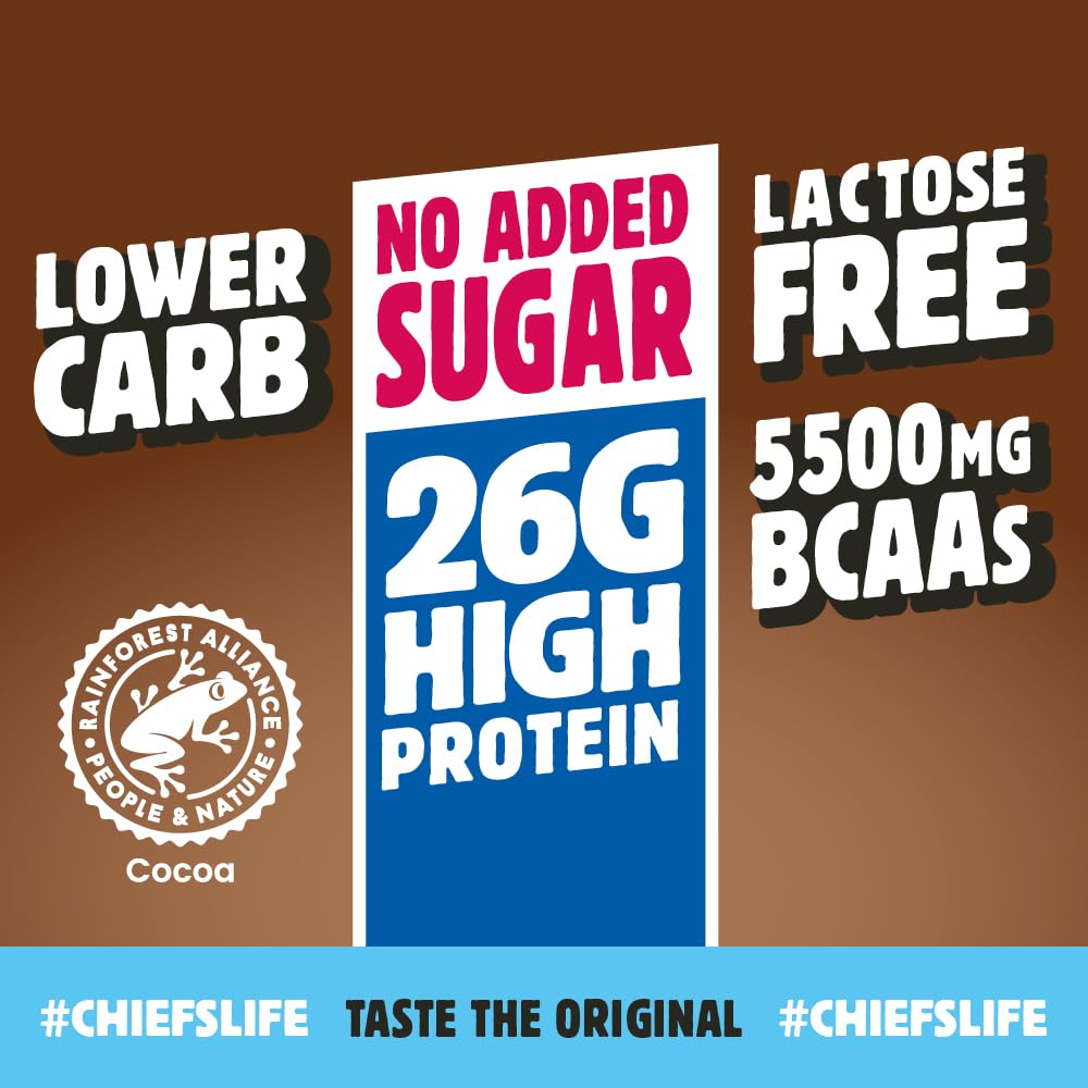 Chiefs Drink di proteine, Bevanda Proteica, Senza Lattosio, Senza Grassi e Zuccheri Aggiunti (8 confezioni x 330ml)