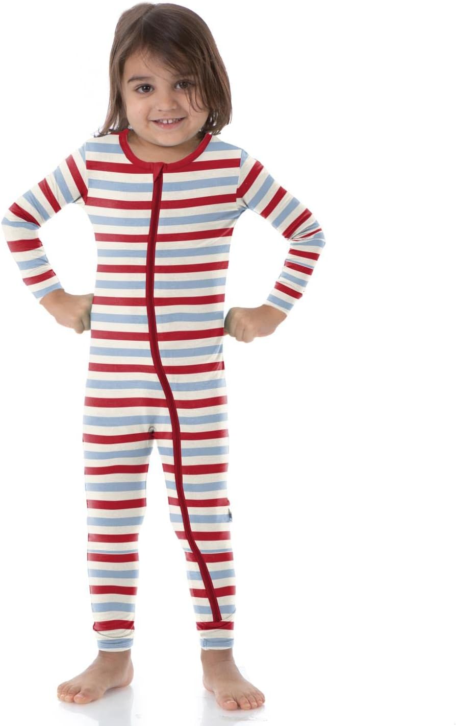 KicKee PantsPrint Coverall with Zipper, Super Soft Baby Clothes, Baby and Kid One Piece Sleepwear