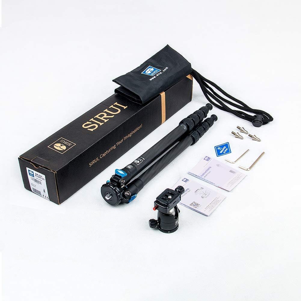 Buy 1 get 1 🔥 SIRUI AM-225 Camera Tripod Carbon Fiber Tripod 5-Sections Travel Lightweight Small Tripod with B-00K Ball Head