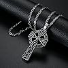 Oidea Stainless Steel Vintage Handmade Mens Gothic Celtic Irish Knot Cross Pendant Necklace Silver Black Two Tone #2
