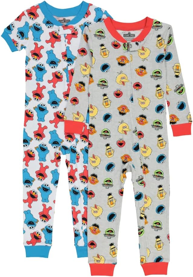 Sesame Street boys Little Footless Pajamas Baby and Toddler Sleepers (pack of 9)