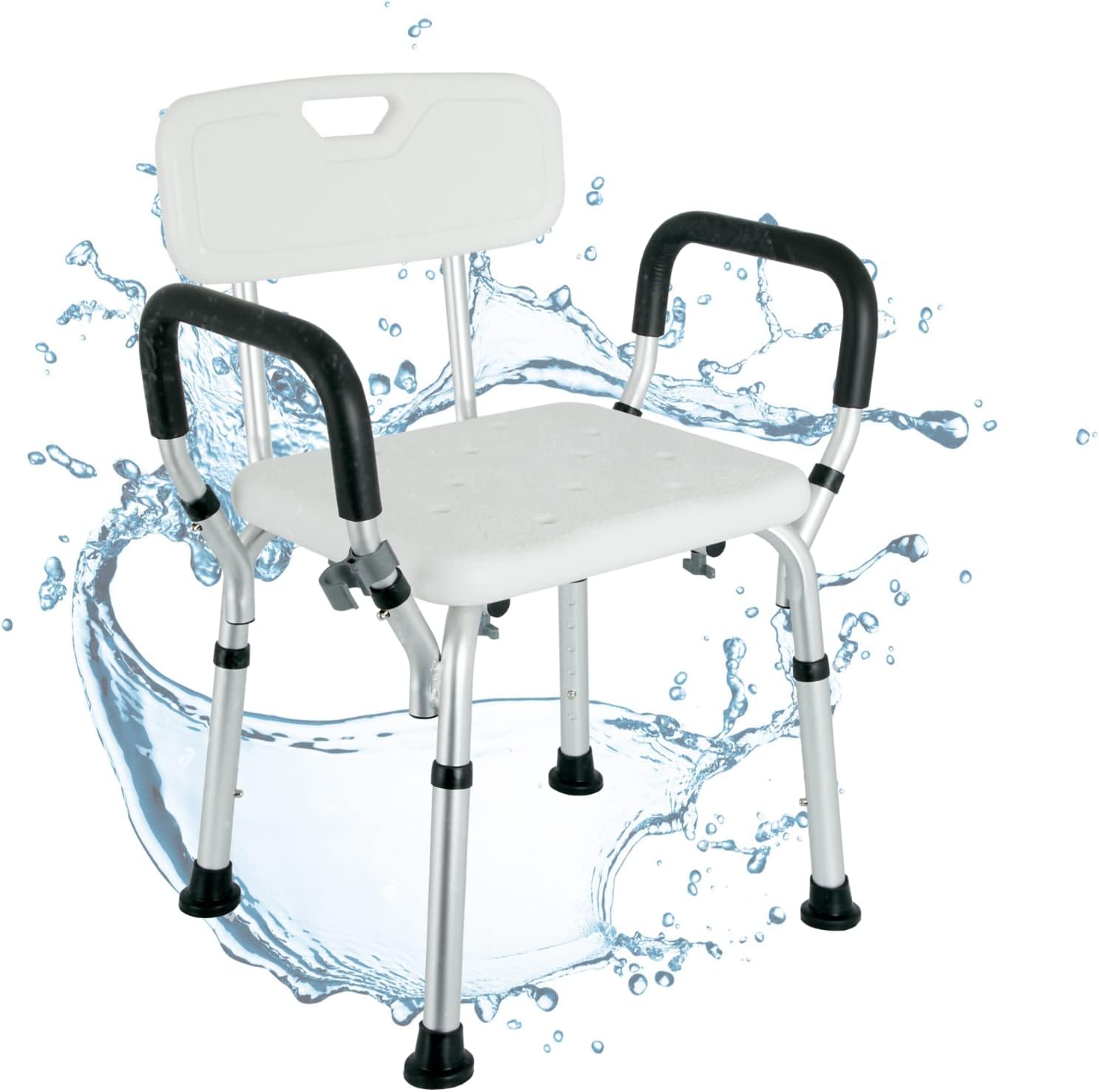 Zebblux Shower Bath Seat Chair Stool Bench With Backrest Stool with