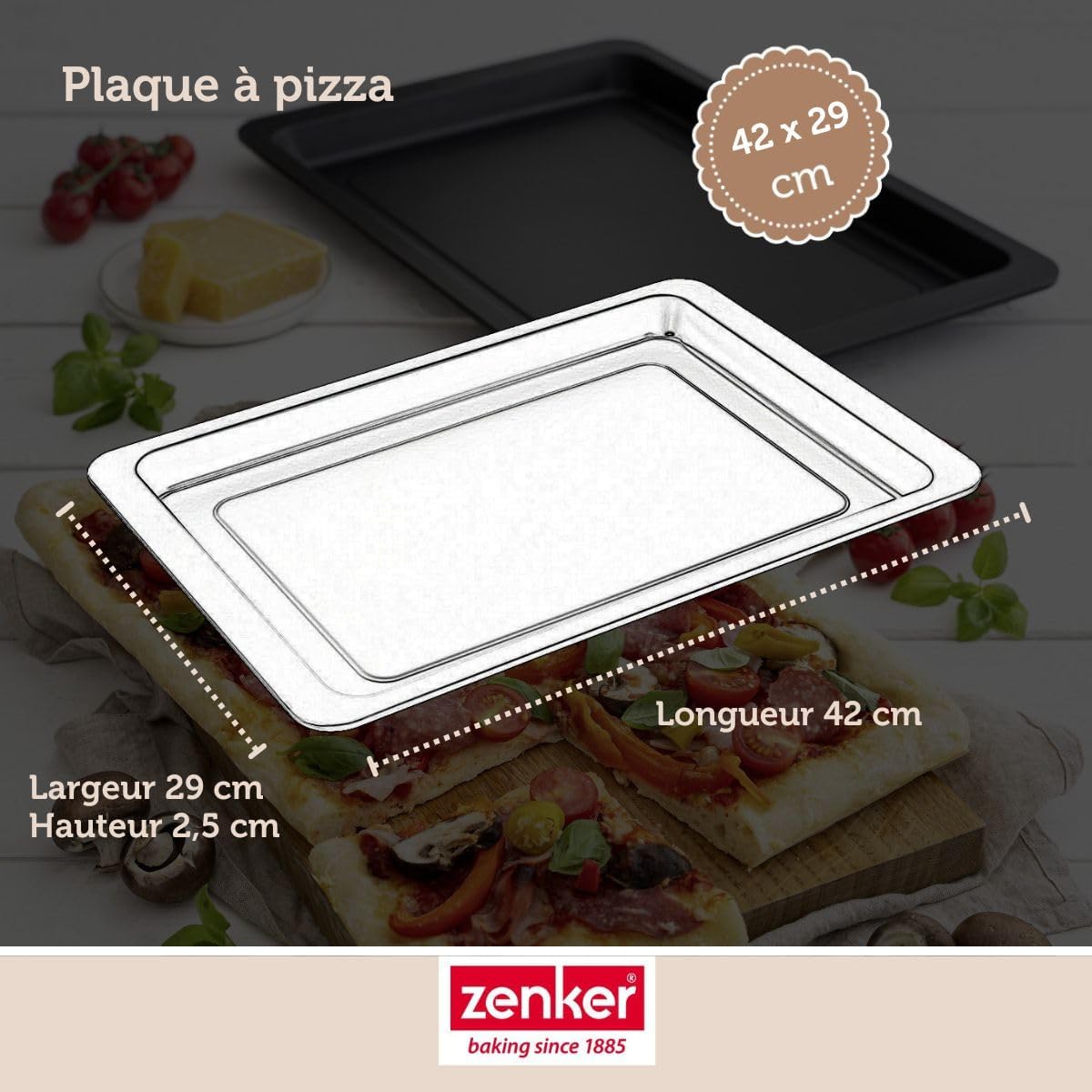 Zenker "Special Countries" Pizza Tray, Black, 16.54 x 11.42 x 0.98"