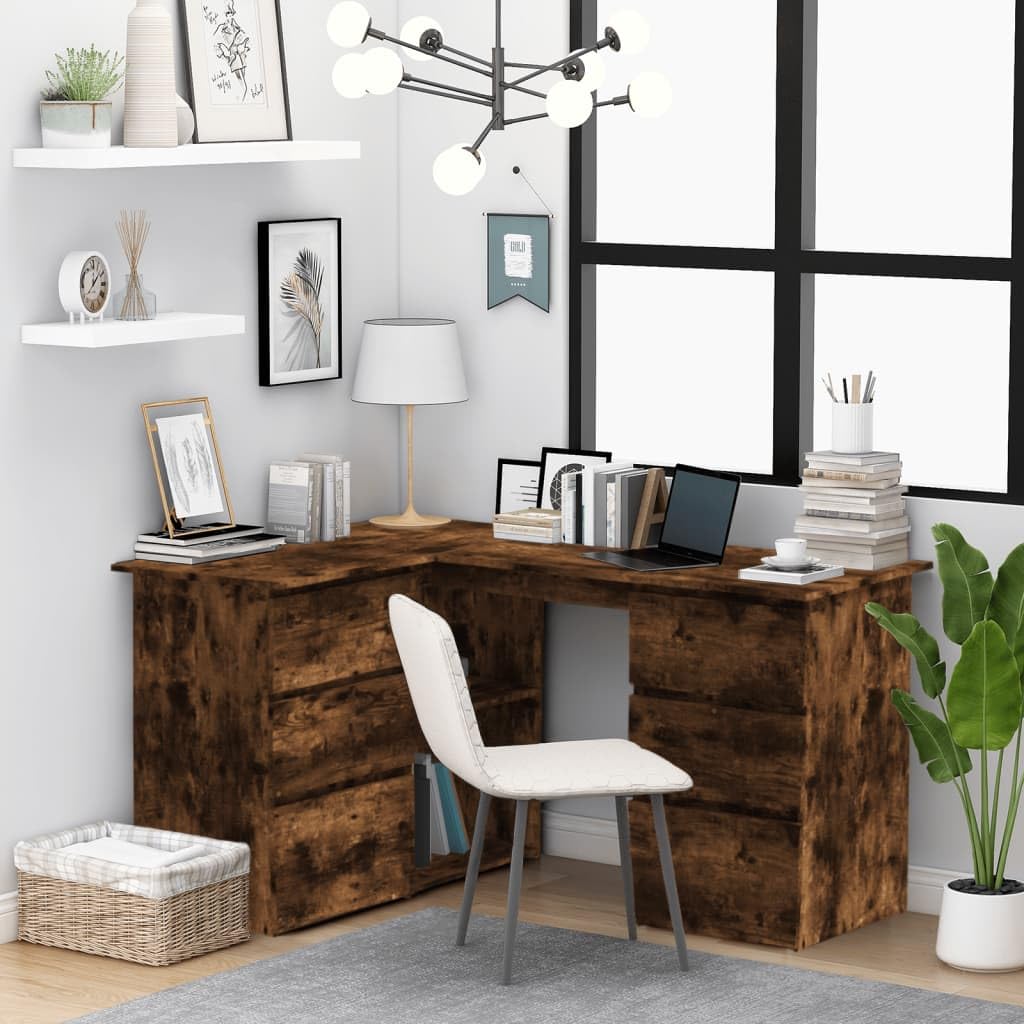 Scrivania ad angolo con incenso, 145 x 100 x 76 cm, in legno moderno, spazioso tavolo da ufficio per computer, casa, ufficio, camera da letto, studio, ideale per piccoli spazi