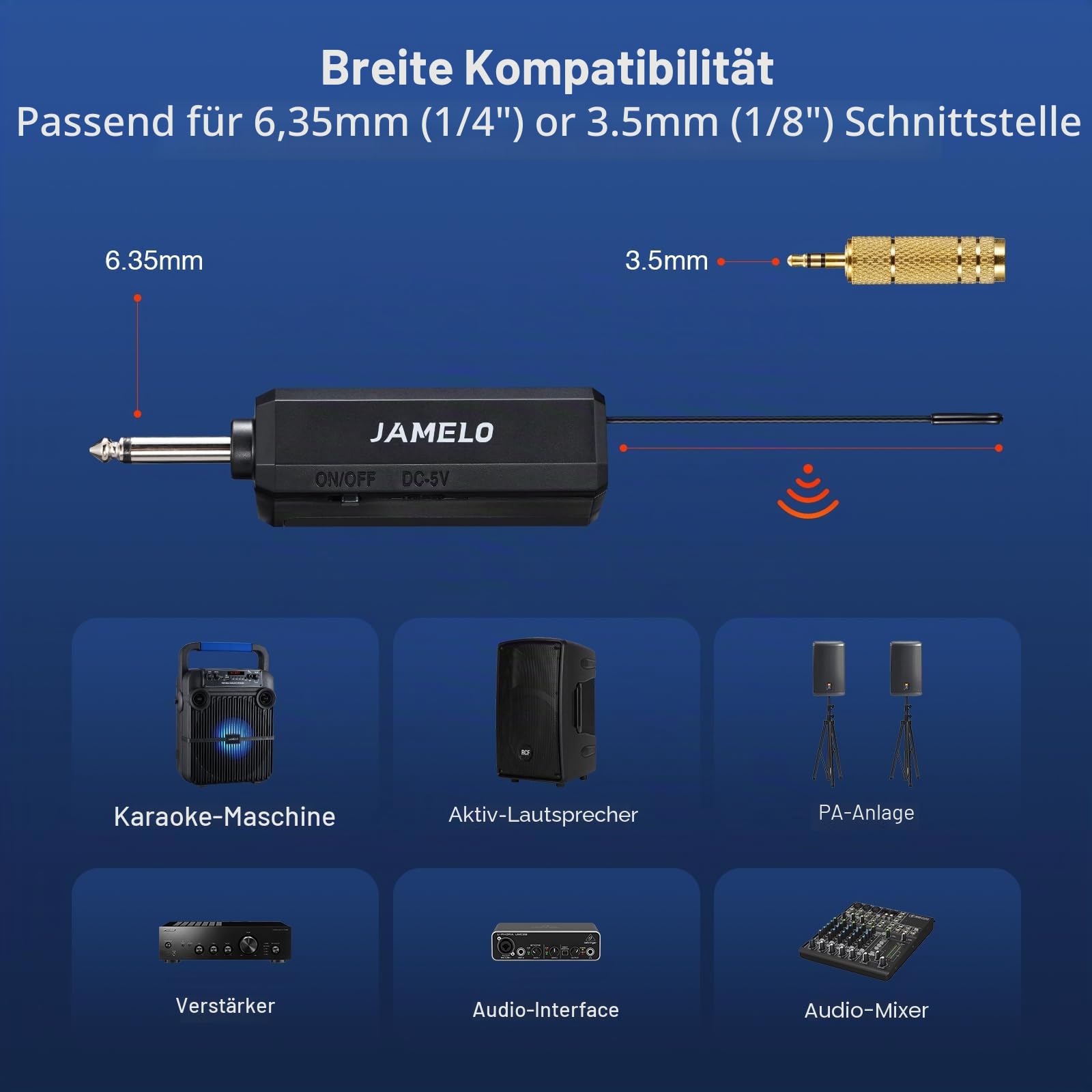JAMELO Drahtloses Mikrofon, Dual Funkmikrofone und Empfänger, Professionelles UHF Handmikrofon System für Karaoke, Gesang, Kirche, Hochzeit, Rede, Meeting