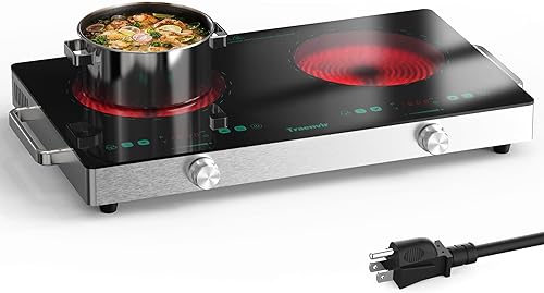 Miniatura 13 de Placa eléctrica de 2 quemadores, encimera de 24 pulgadas y estufa eléctrica integrada de 2000 W, estufa de cerámica portátil de doble quemador,