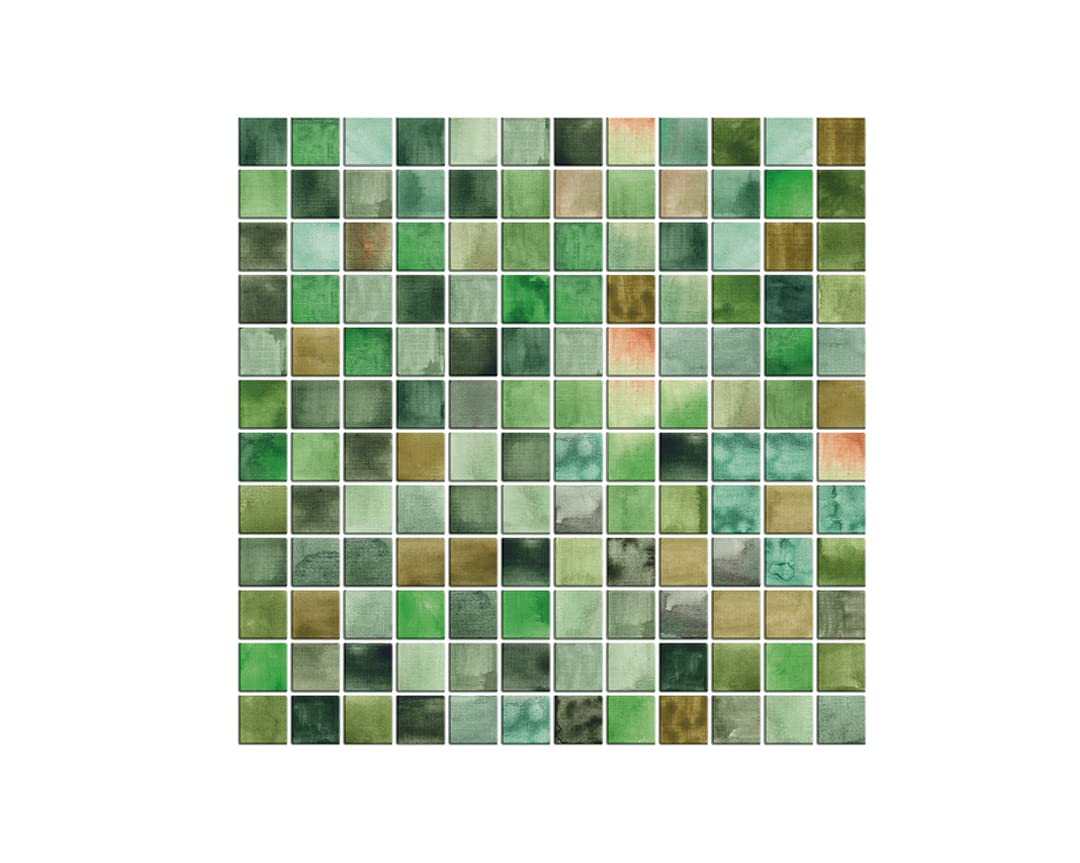 Piastrelle Adesive 3D In Poliuretano MOSAICOWALL – Verde – Set Da 10 – Per Cucina, Bagno E Backsplash – Fai Da Te Facile