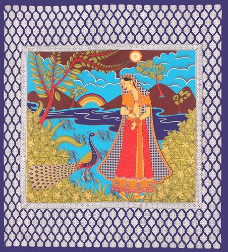Image of JAIPUR PRINTS 100% Cotton Bedsheet for Double Size Bed bedsheets Rajasthani Jaipuri Printed Double Size Bedsheet with 2 Pillow Cover / 90x100 inch / 235x215 cm / (Blue)