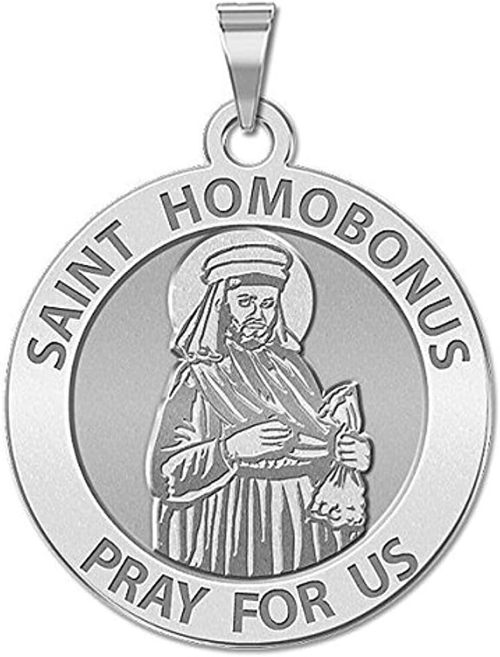 PicturesOnGold.com Saint Homobonus Religious Medal – 2/3 Inch Size of Dime, Sterling Silver