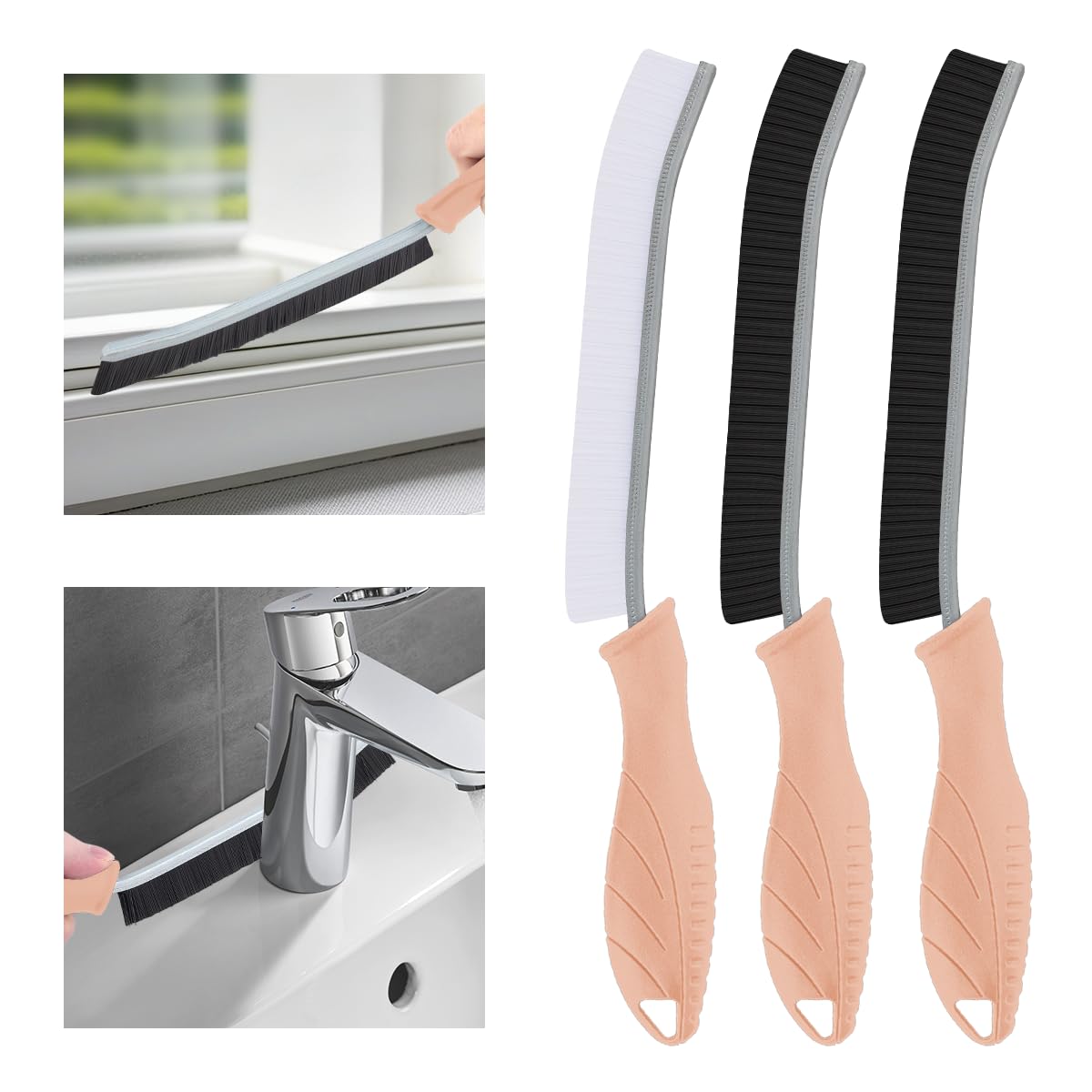 TQRR Hard Bristle Crevice Cleaning Brush-Thin Gap Scrub Brush, Small Cleaning Brush, Grout Brush, Kitchen Brush, Cleaning Tools for Toilet, Bathroom,