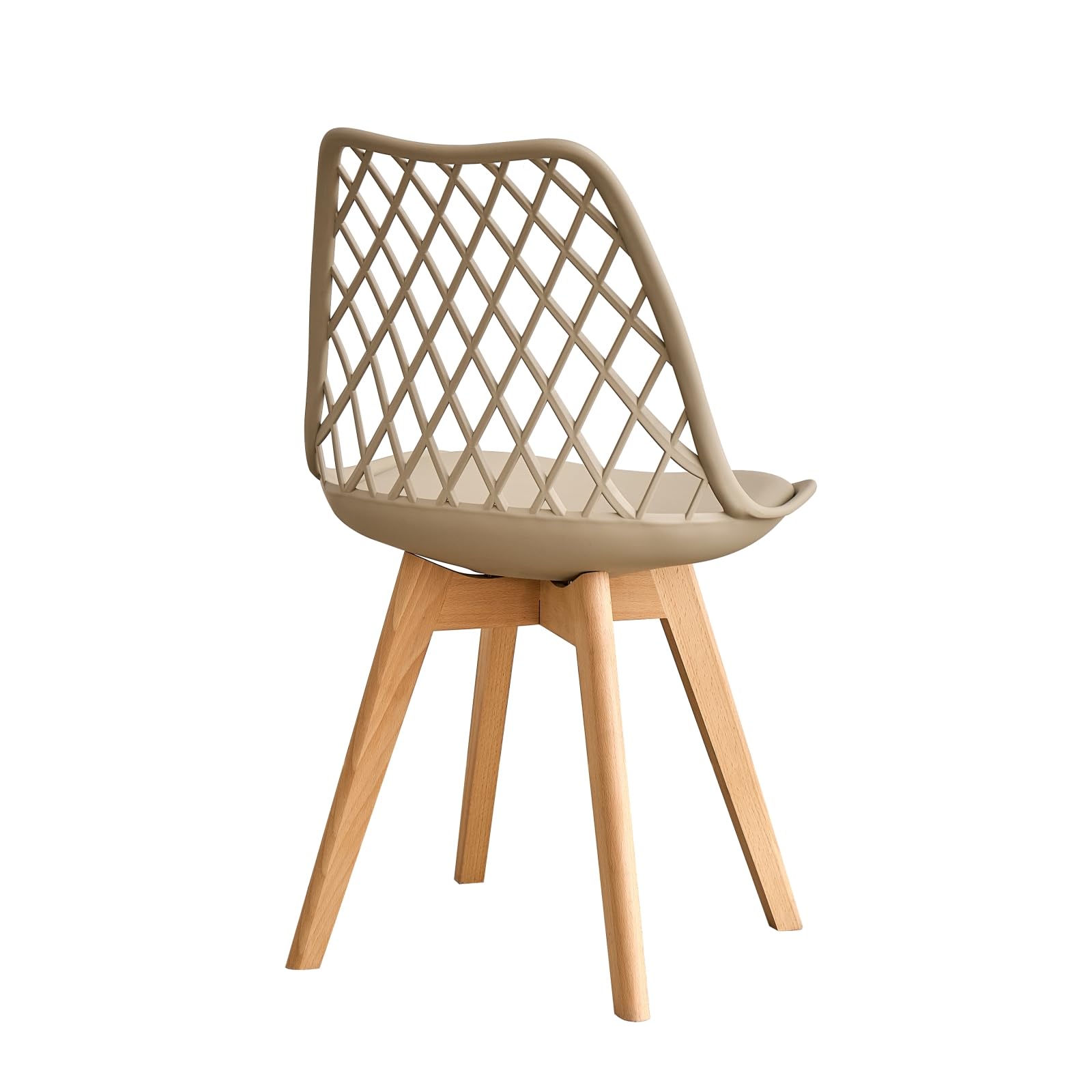 GrandCA HOME Lot de 6 Chaises de Salle à Manger, Chaises de Cuisine Modernes avec Assises en Cuir et Pieds en Hêtre, Idéales pour La Cuisine et La Salle à Manger - Kaki