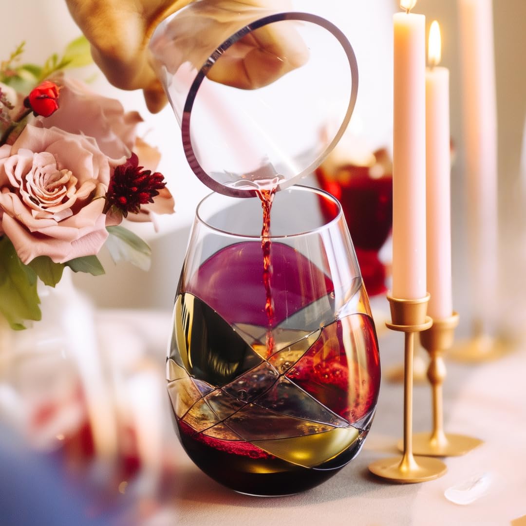 Handblown Red Wine Glasses - Sagrada Familia Inspired -8 Handblown Red Wine Glasses - Sagrada Familia Inspired -8