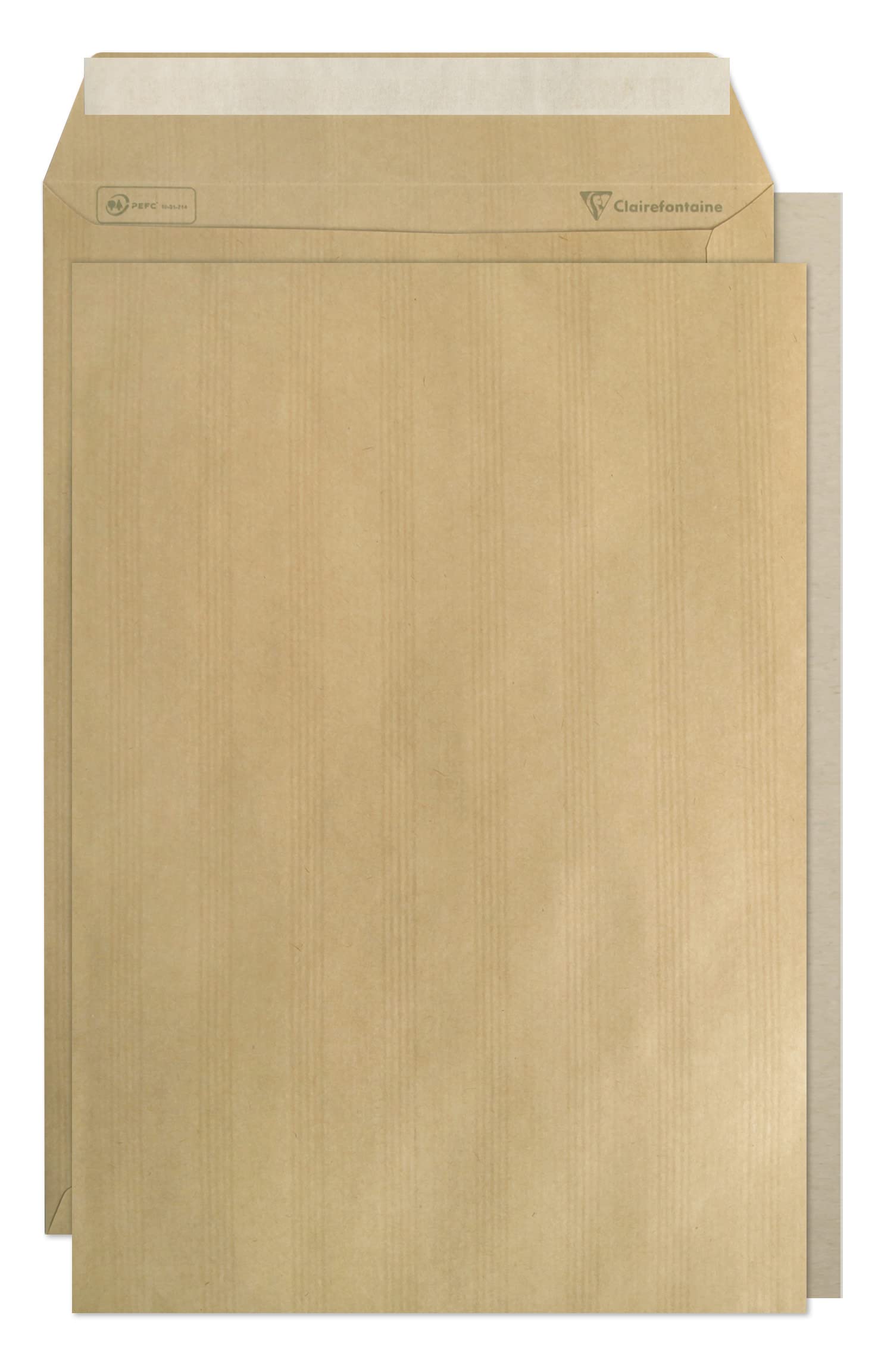 Clairefontaine 7850C - Karton mit 100 Versandtaschen Kraftbraun mit verstärktem Rücken C4-229x324 mm, selbstklebend, 90g, 1 Karton