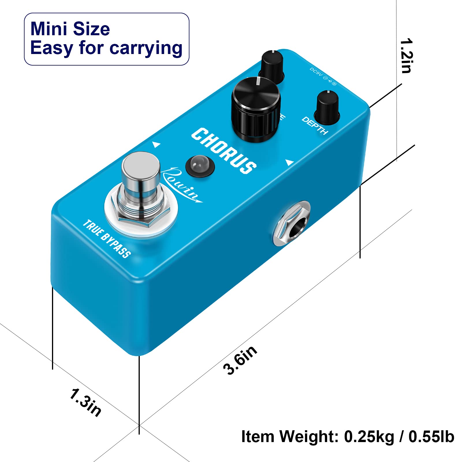 Rowin Analog Chorus Pedal für E-Gitarre Bass True Bypass LEF-304