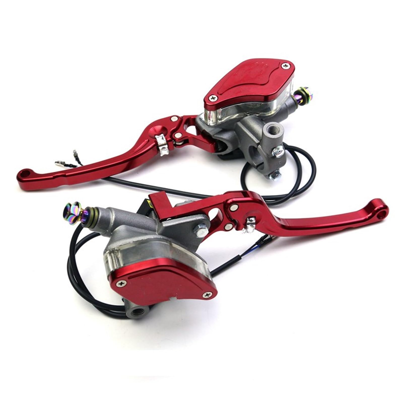 Tingyus Red Motorbike Brake Lever Motorcycle 22Mm Handlebar Hydraulic Clutch Lever Brake Pump Master Cylinder(Red)