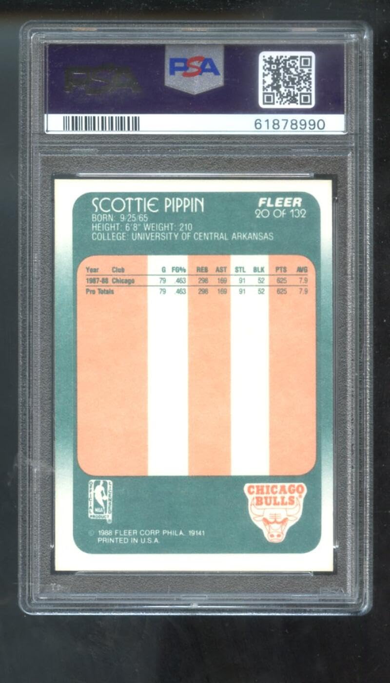 Amazon.com: 1988-89 Fleer #20 Scottie Pippen ROOKIE RC PSA 7 